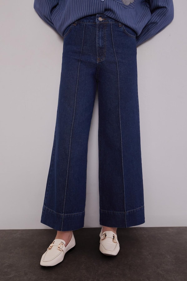 LevidorMavi Nervür Dikişli Wideleg Jean