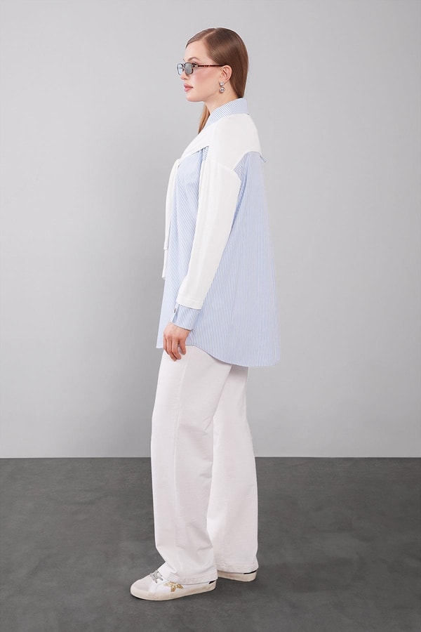 LevidorMavi Omuz Bağlama Detaylı Gömlek