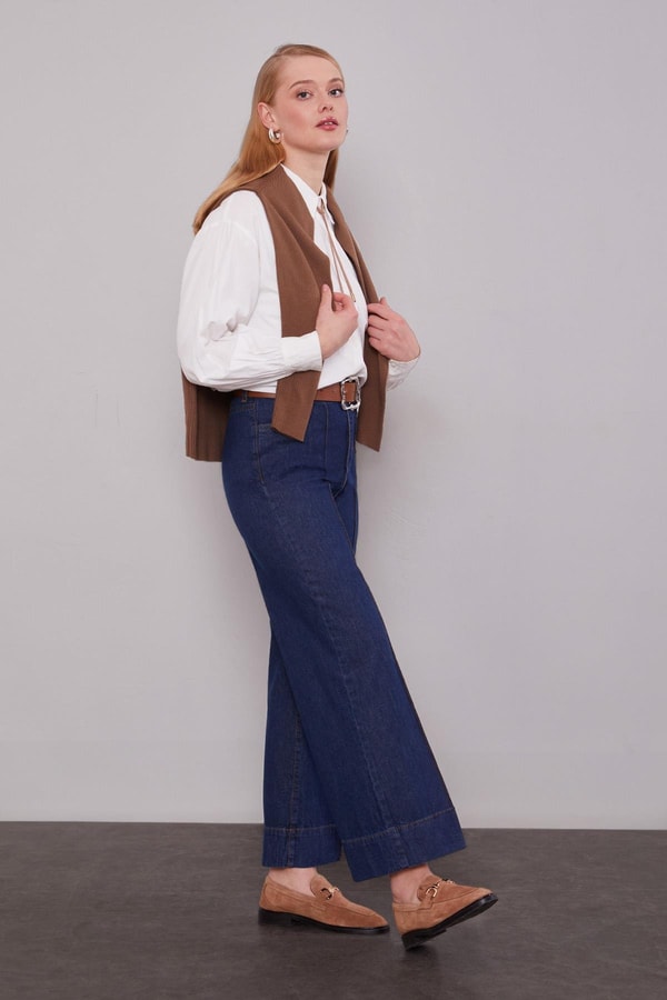 LevidorMavi Paça Dikiş Detaylı Wideleg Jean