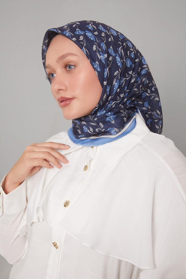 LevidorMavi Sarmaşık Desen Soft Eşarp
