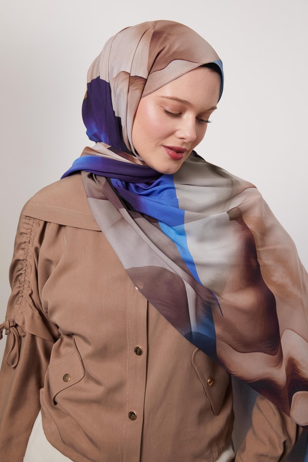 LevidorMavi Soyut Desen Love Şal