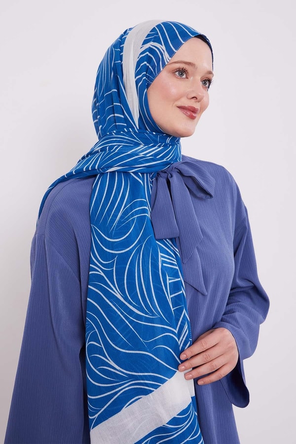 LevidorMavi Tropikal Pamuklu Şal