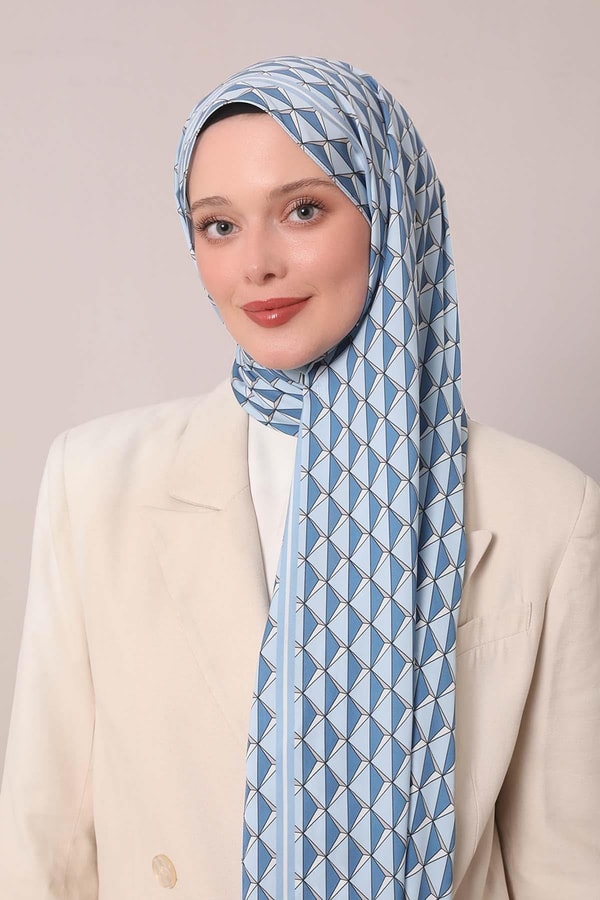 LevidorMavi Üçgen Desen Club Şal
