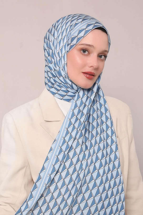 LevidorMavi Üçgen Desen Club Şal