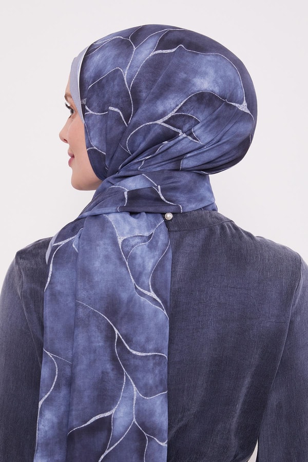 LevidorMavi Varak Desen Moda Şal