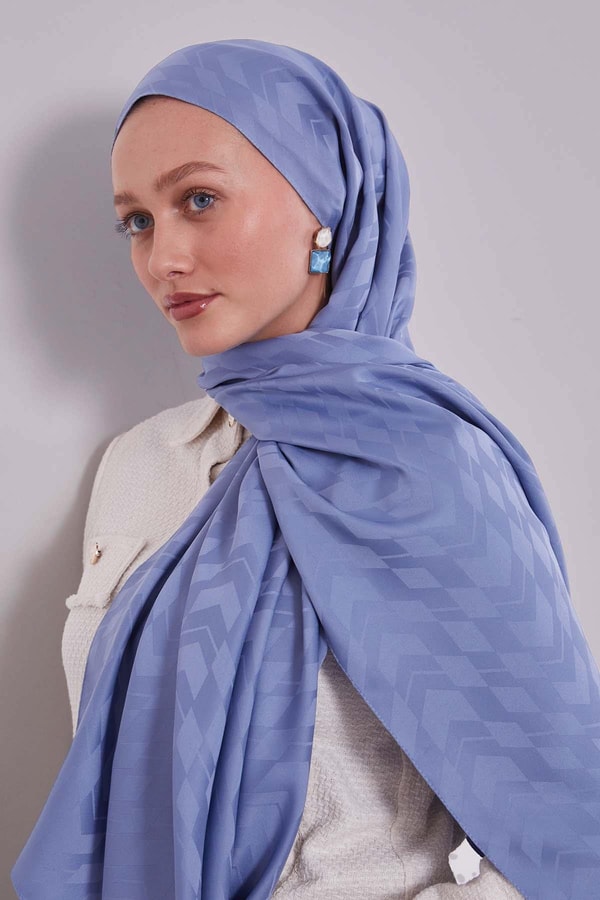 LevidorMavi Yön Desen Blue Jakar Şal