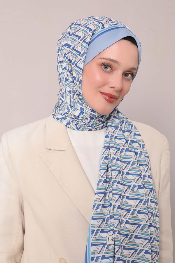 LevidorMavi Zigzag Desen Club Şal