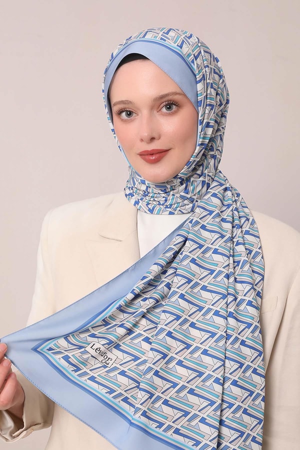 LevidorMavi Zigzag Desen Club Şal