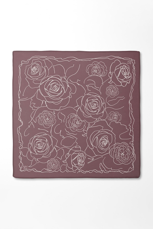 LevidorMenekşe Gül Desen Twill İpek Eşarp