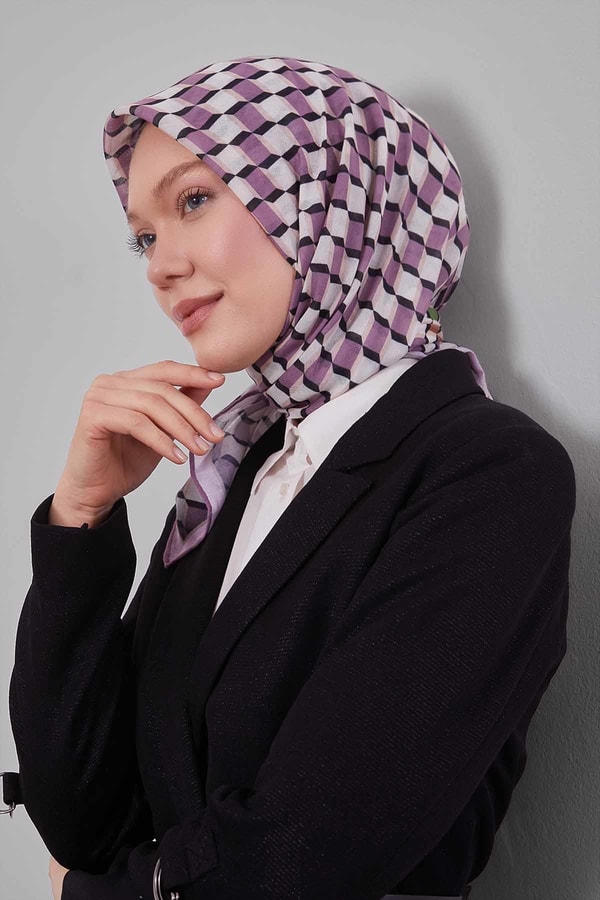 LevidorMenekşe Küp Desen Soft Eşarp