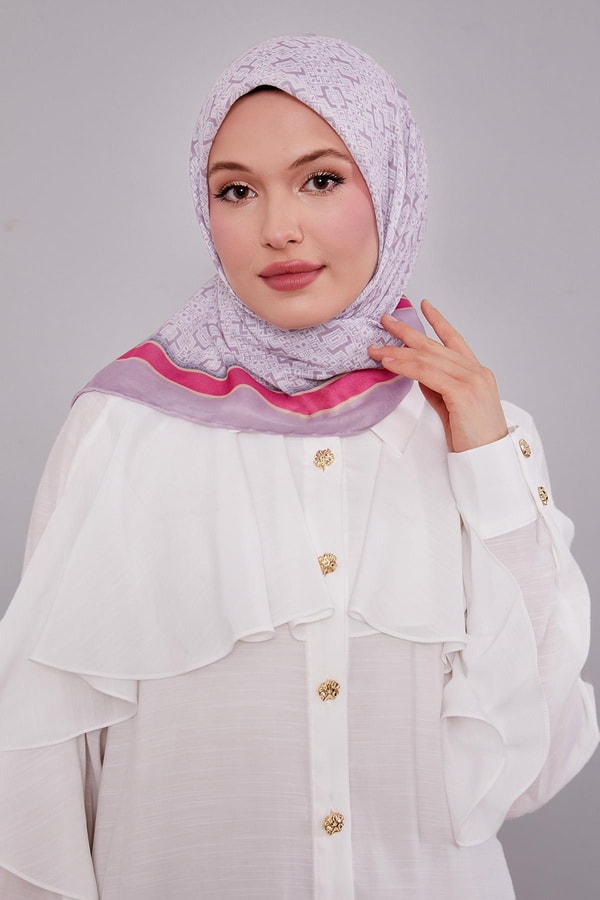 LevidorMenekşe Puzzle Desen Soft Eşarp