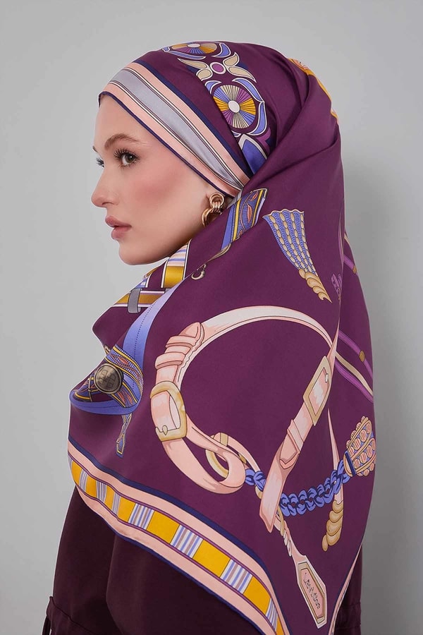 LevidorMenekşe Twill İpek Eşarp Lunera Koleksiyonu