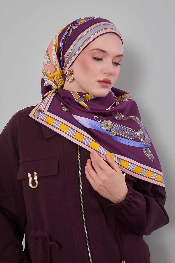 LevidorMenekşe Twill İpek Eşarp Lunera Koleksiyonu