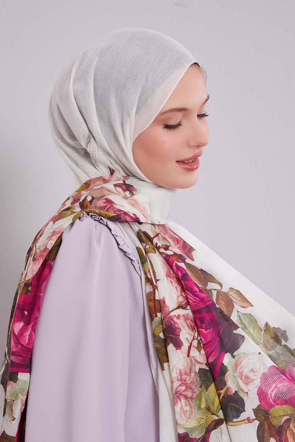 LevidorMint Yeşili Çiçek Dalı Desen Pamuk Şal