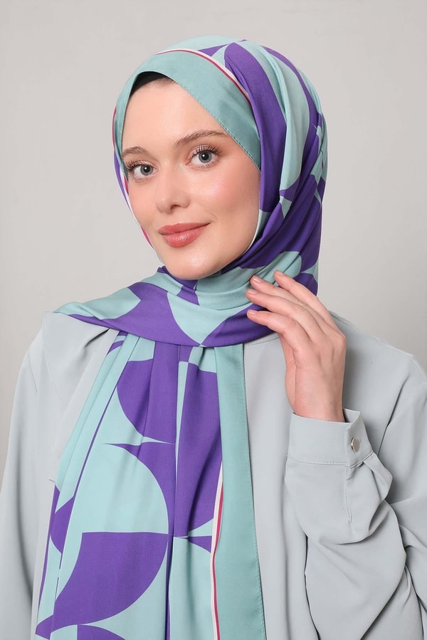 LevidorMint Yeşili Dairesel Desen Club Şal