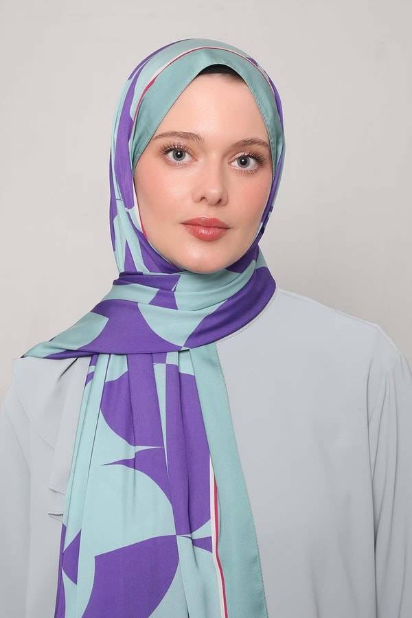 LevidorMint Yeşili Dairesel Desen Club Şal