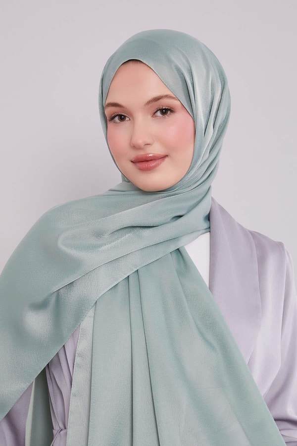 LevidorMint Yeşili Düz Premium Abiye Şal