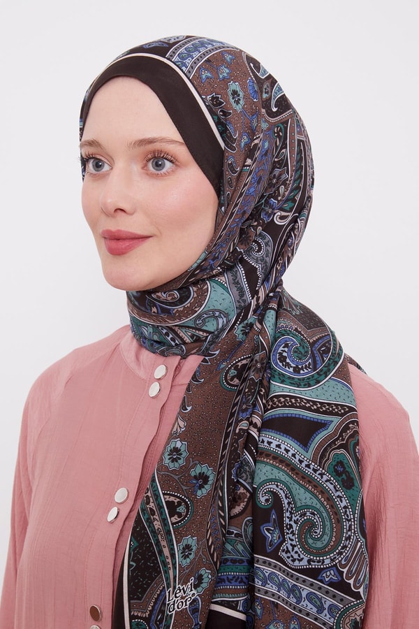 LevidorMint Yeşili Etnik Desen Royal Şal