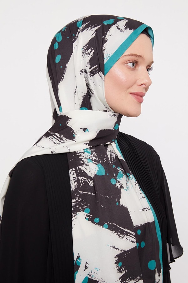 LevidorMint Yeşili Fırça İzi Desenli Elegance Şal