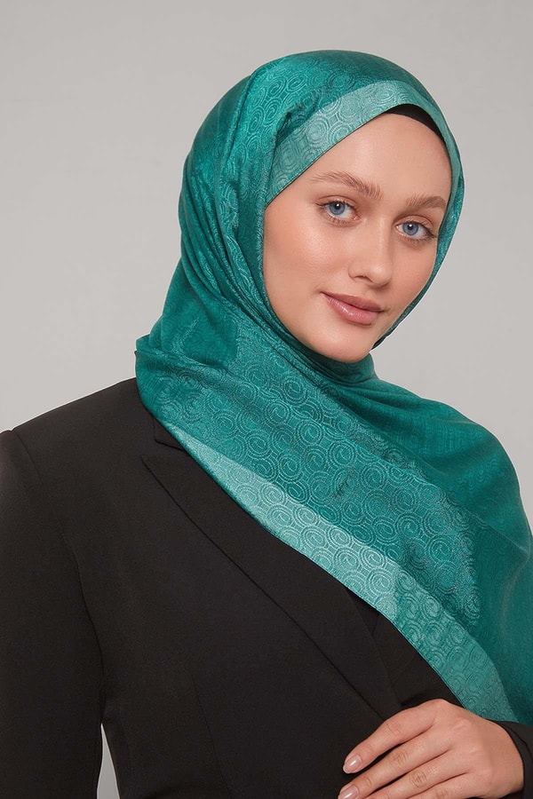 LevidorMint Yeşili Halka Desen Monogram Şal