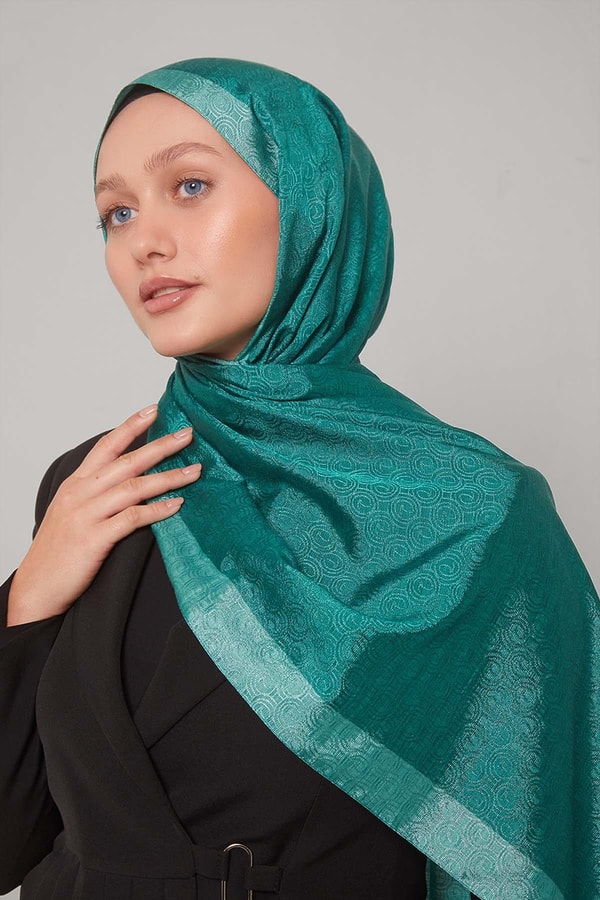 LevidorMint Yeşili Halka Desen Monogram Şal