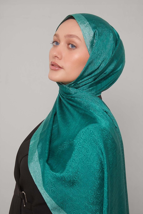 LevidorMint Yeşili Halka Desen Monogram Şal