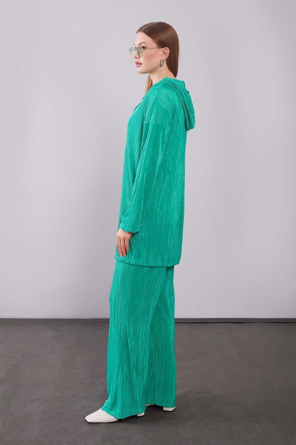 LevidorMint Yeşili Kapüşonlu Bağcık Detaylı İkili Takım