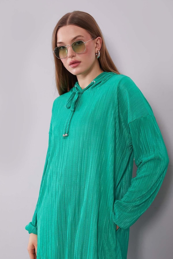 LevidorMint Yeşili Kapüşonlu Bağcık Detaylı İkili Takım