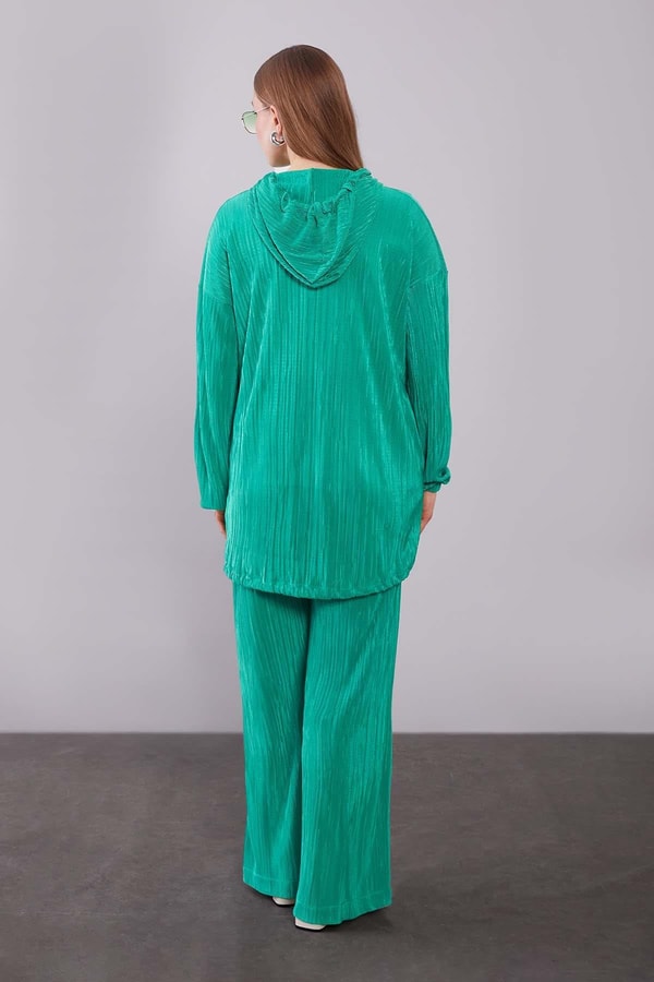 LevidorMint Yeşili Kapüşonlu Bağcık Detaylı İkili Takım