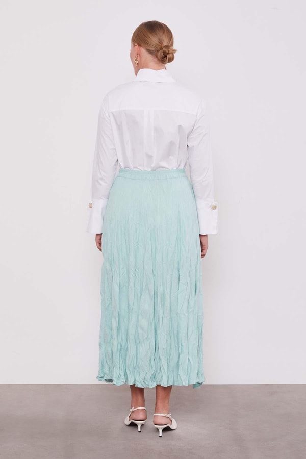 LevidorMint Yeşili Kırışık Model Etek