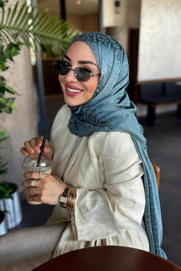 LevidorMint Yeşili L Desen İtalyan Jakar Şal