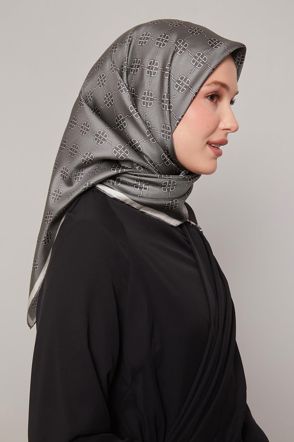 LevidorMint Yeşili Mini Yonca Desen Twill İpek Eşarp