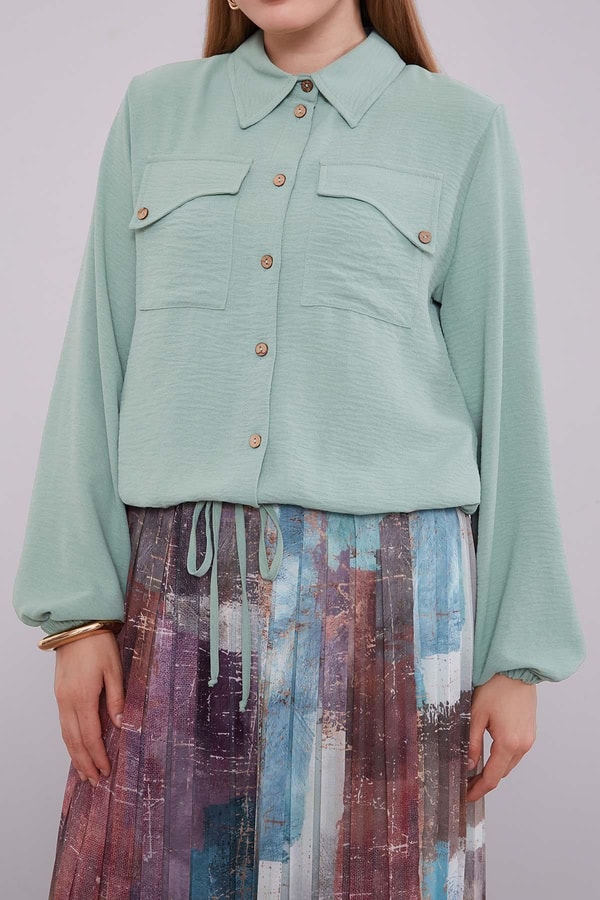 LevidorMİNT YEŞİLİ -MİNT YEŞİLİ Bel Büzgülü Etek Takım