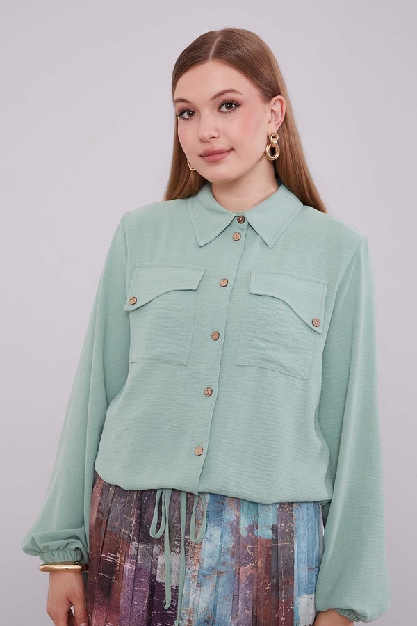 LevidorMİNT YEŞİLİ -MİNT YEŞİLİ Bel Büzgülü Etek Takım