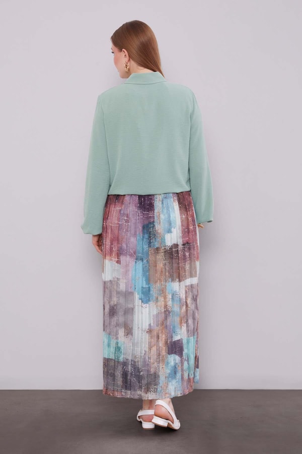 LevidorMİNT YEŞİLİ -MİNT YEŞİLİ Bel Büzgülü Etek Takım