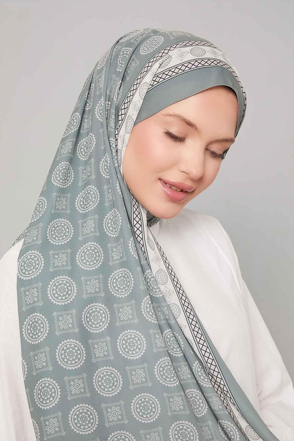LevidorMint Yeşili Motif Desen Club Şal