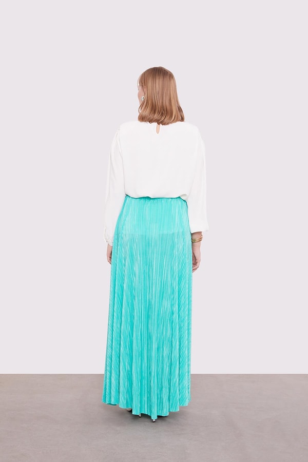 LevidorMint Yeşili Pileli Etek