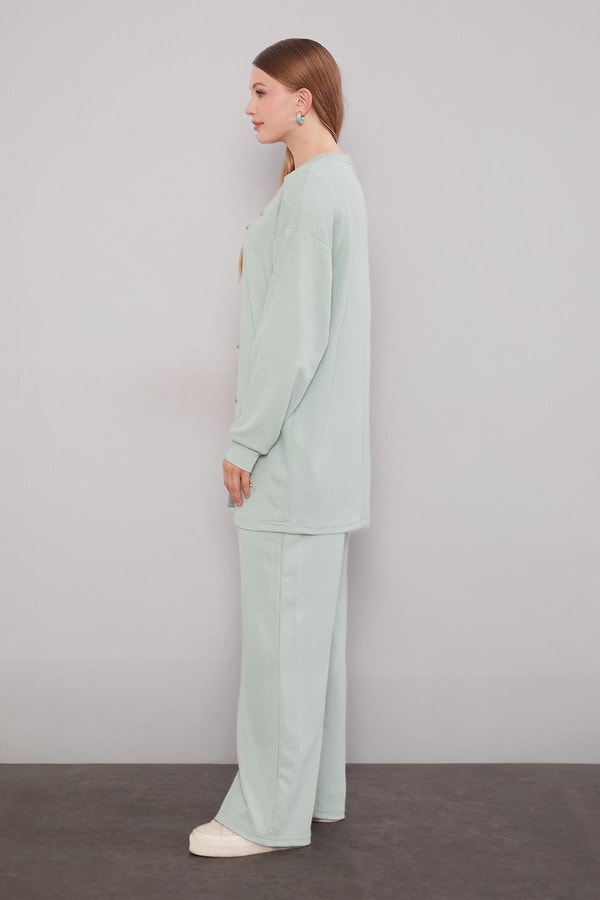 LevidorMint Yeşili Şerit Taş Detaylı İkili Takım