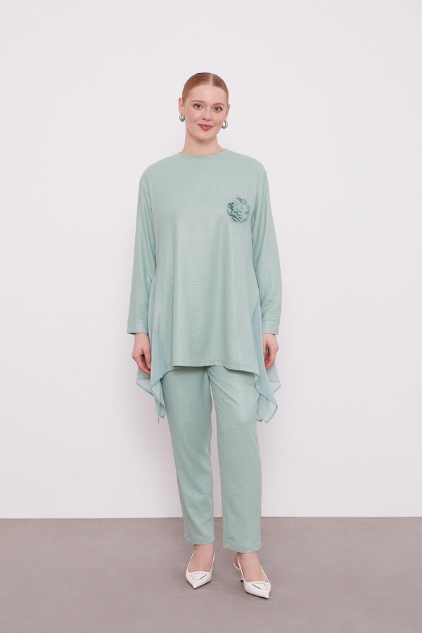 LevidorMint Yeşili ŞİFON GARNİLİ AYROBİN TAKIM