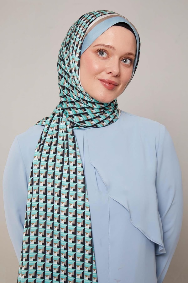 LevidorMint Yeşili Üç Boyut Desen Club Şal