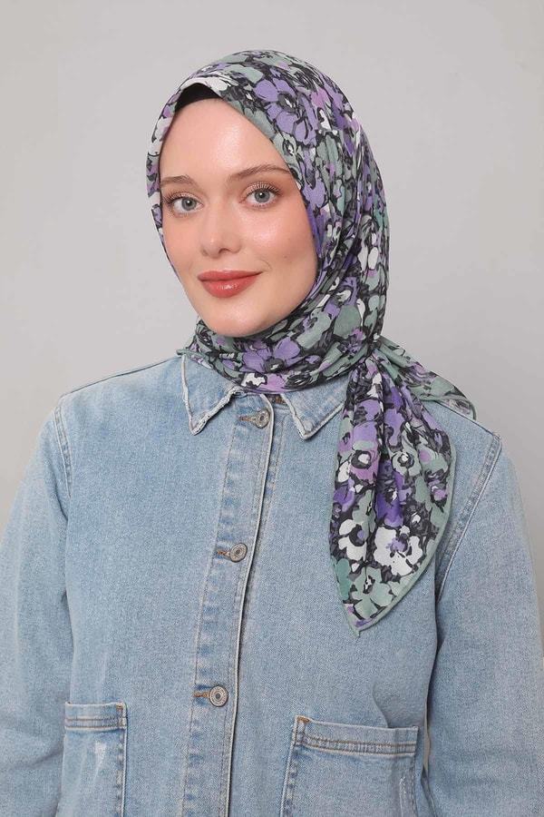 LevidorMint Yeşili Yonca Desen Soft Eşarp