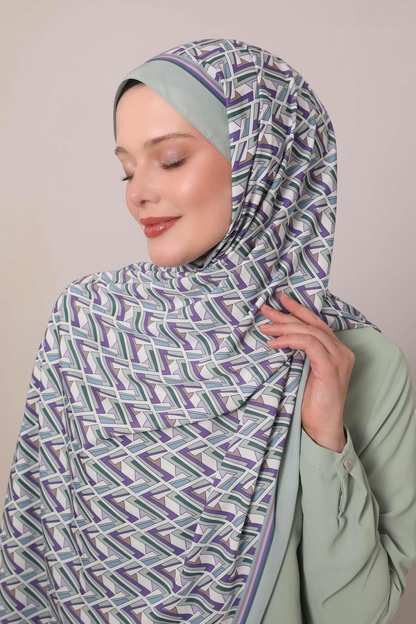 LevidorMint Yeşili Zigzag Desen Club Şal