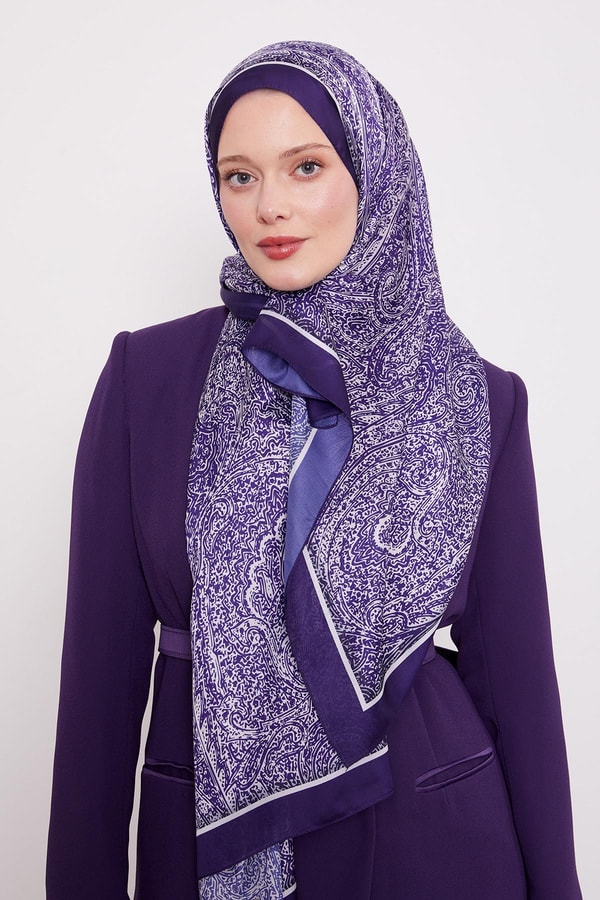 LevidorMor Baskılı Hint İpeği Şal
