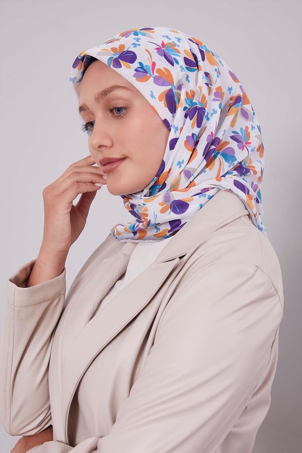LevidorMor Çiçek Desen Soft Eşarp