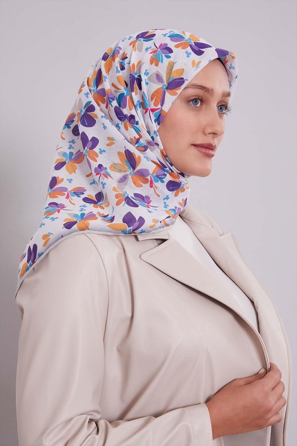 LevidorMor Çiçek Desen Soft Eşarp