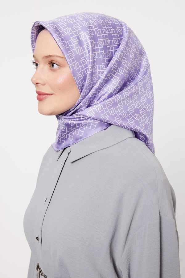 LevidorMor Çizgili Sarmal Desen Twill İpek Eşarp