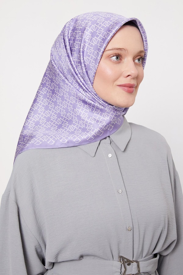 LevidorMor Çizgili Sarmal Desen Twill İpek Eşarp