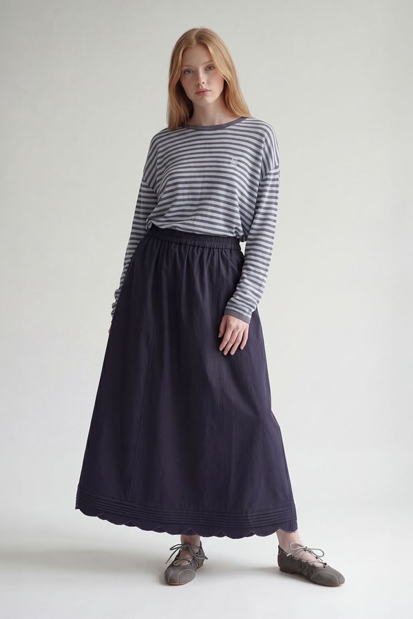 LevidorMor Dalga Kesim Maxi Etek