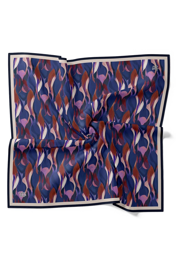 LevidorMor Ebruli Desen Twill İpek Eşarp