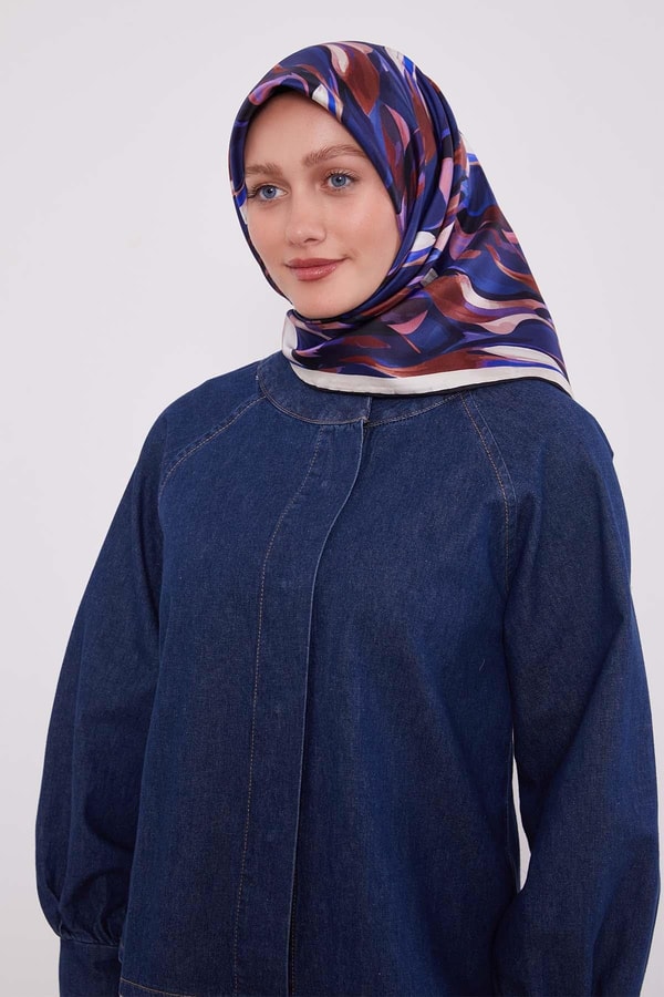 LevidorMor Ebruli Desen Twill İpek Eşarp